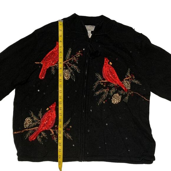 HEIRLOOM COLLECTIBLES CHRISTMAS COLLECTION 26-28 Cardinal Cardigan Zip Front - Picture 5 of 5